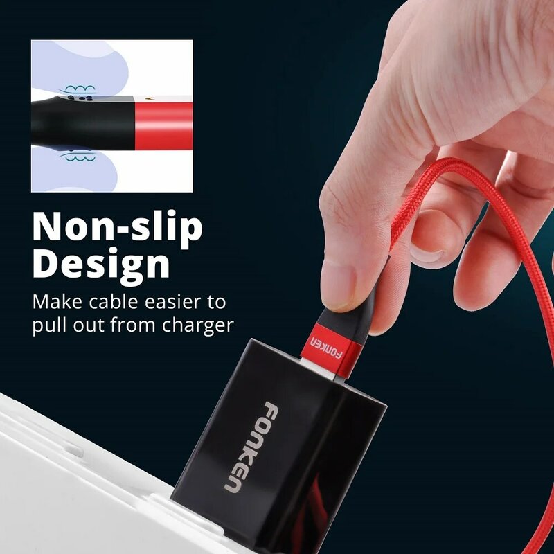 FONKEN-Cable magnético 3A USB, cargador de teléfono magnético, Cable de datos USB tipo C, Cable magnético de carga rápida, Cable de carga Micro USB
