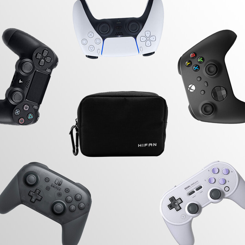 Estuche blando negro neutro portátil, bolsa de transporte para PS5, PS4, Xbox One, Switch Pro, 8bitdo, mandos de juego