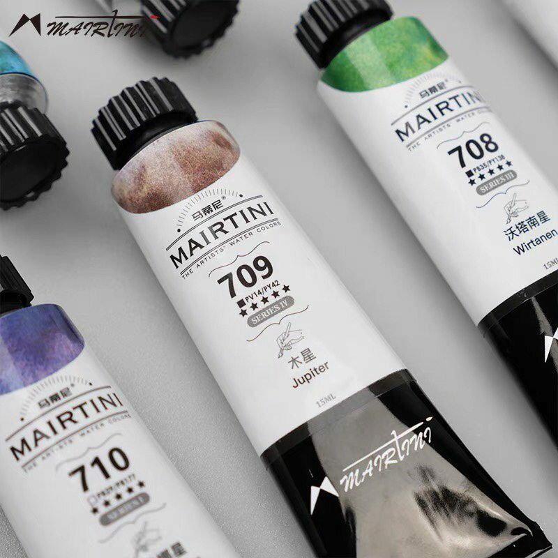 MAIRTINI-Tubo de pintura de acuarela profesional, suministros de arte para pintar, 12 colores, 5/15ml