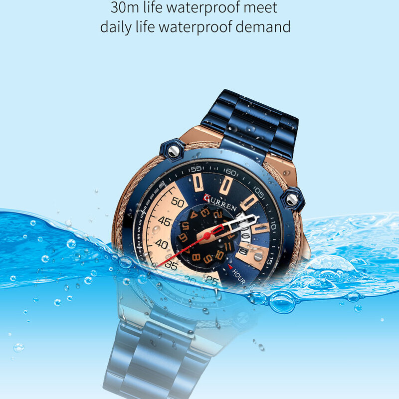 Freies Dropshipping Curren Design herren Uhren Mode Quarzuhr für Männer Edelstahl Armbanduhr Mann Wasserdichte Männliche Uhr