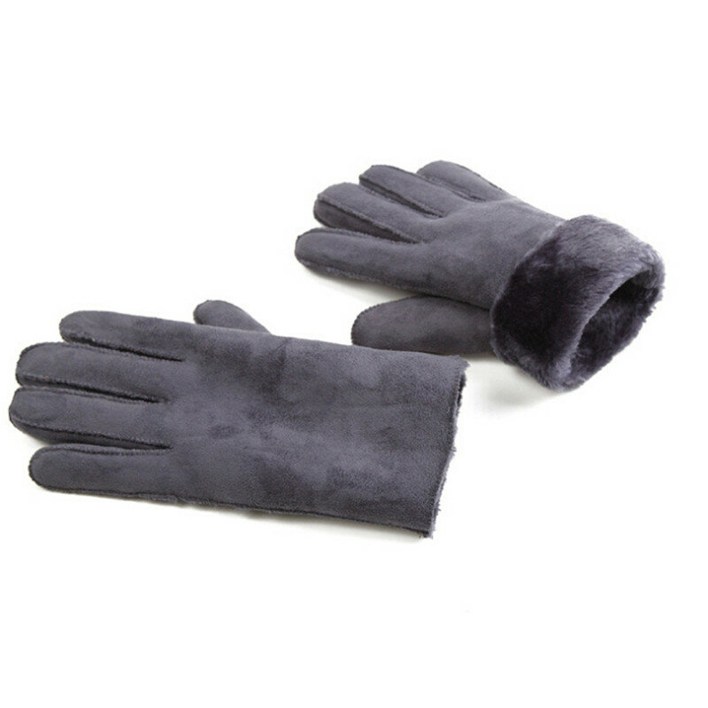 2019 invierno guantes de piel de ciervo para hombre, cálidos, negros, para hombre, guantes imitación de pelo de conejo, guantes de forro de lana, guantes para hombre