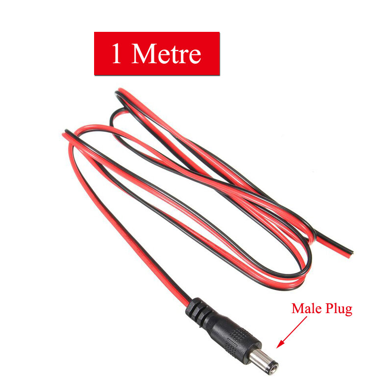 2.1x5.5mm Male Plug 12V DC Power Pigtail Cable Jack For Car Vehicle Camera Connector Tail Extension 1 Meter Wire