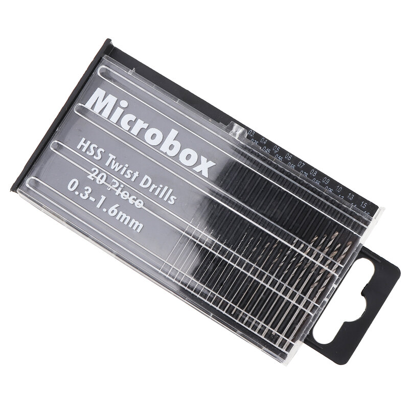 20 sztuk/zestaw Microbox Precision HSS wiertła kręte Bit Craft Hobby 0.3-1.6mm dla produktów WoodPlastic płytka obwodu drukowanego wiercenia