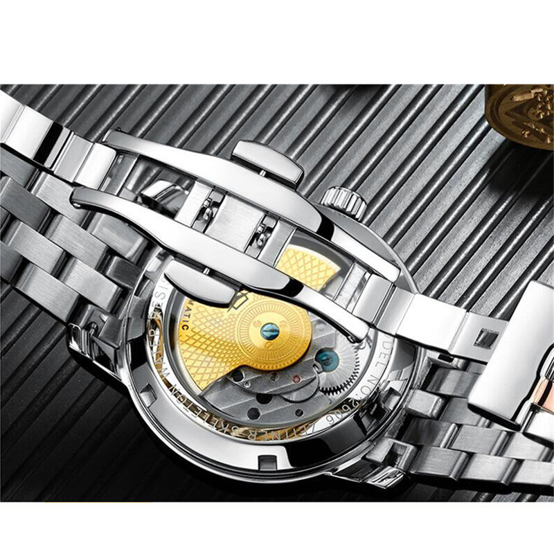 ساعة توربيون ميكانيكية أوتوماتيكية للرجال ، مرحلة القمر ، الهيكل العظمي ، ساعة الذكور ، العلامة التجارية الأعلى ، الفاخرة