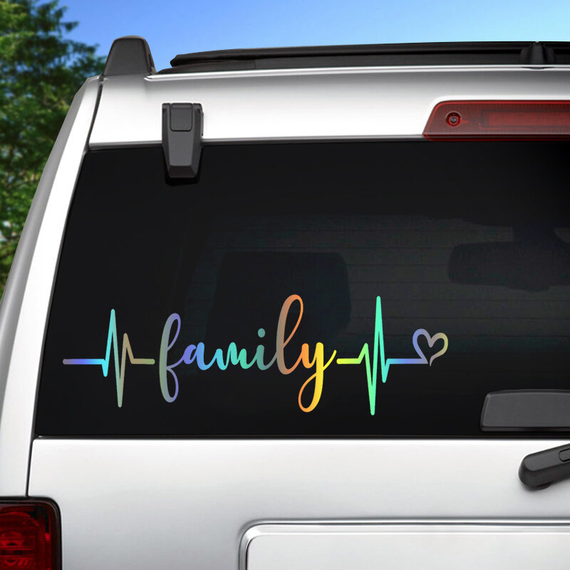 Família Heartbeat Die-Cut Vinyl Decal, adesivo de carro impermeável, Auto Decors no corpo do carro, pára-choques, janela traseira, Laptop, # S60220