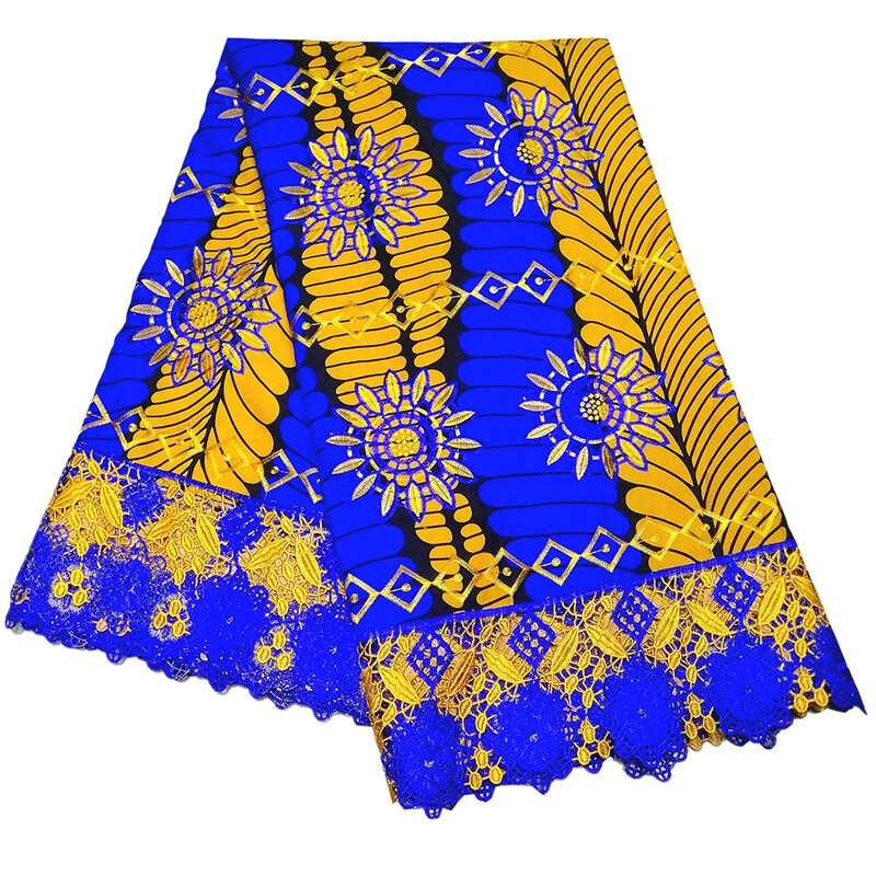 Dashiki 2019 Stampe Cera Africano Del Merletto Del Ricamo Del Tessuto Cera Reale di Alta Qualità Ankara 6 yards Tessuto Africano per il Vestito Da Partito