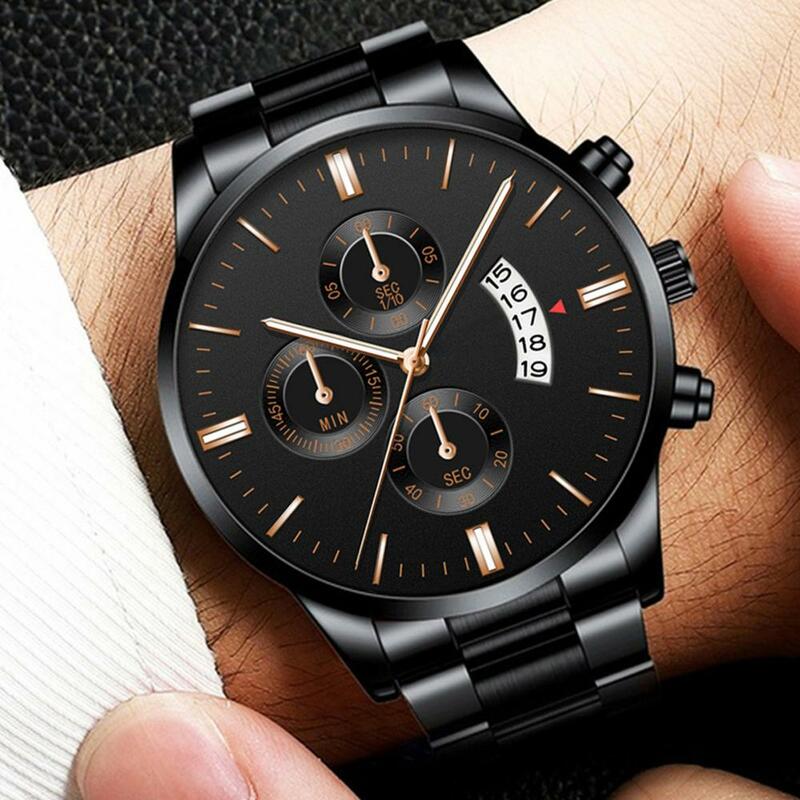 60% Dropshipping!!New Fashion Simple Casual Men Business Steel Strap Buckle Date Quartz Analog Wrist Watch
