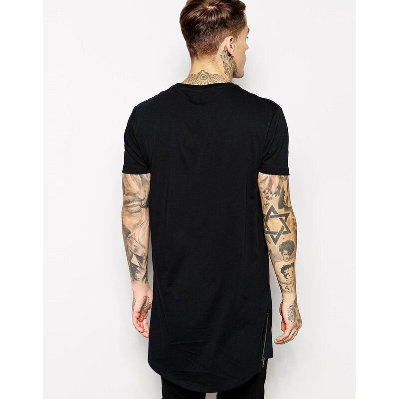2019 MRMT Camiseta larga con cremallera para hombre, camisetas negras de algodón para hombre, camisetas para hombre, ropa para hombre, camiseta Extra larga para hombre, camiseta de marca