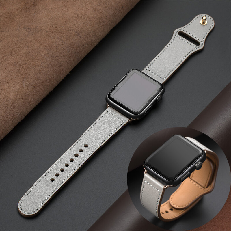 Pulseira de couro genuíno para apple watch band 44mm 40mm 42mm 38mm iwatch apple watch 5/4/3/2/1 pulseira acessórios