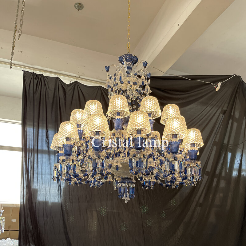 Синие хрустальные люстры, потолочные современные подвессветильник светильники, украшения для спальни