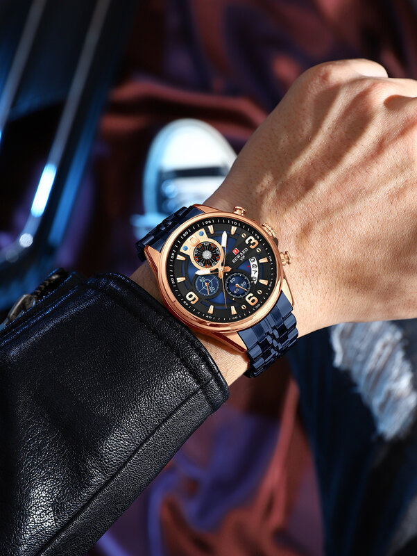 REWARD VIP Design Quartz Watches for Men Waterproof Sport Wristwatch Stainless Steel Chronograph Luminous Wrist Watches for Male