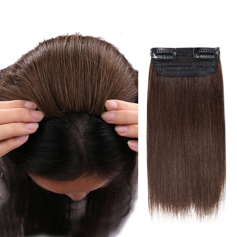Накладка для волос Isheeny, 100% натуральные волосы, неповрежденные, с обеих сторон, для мужчин и женщин, два зажима для наращивания