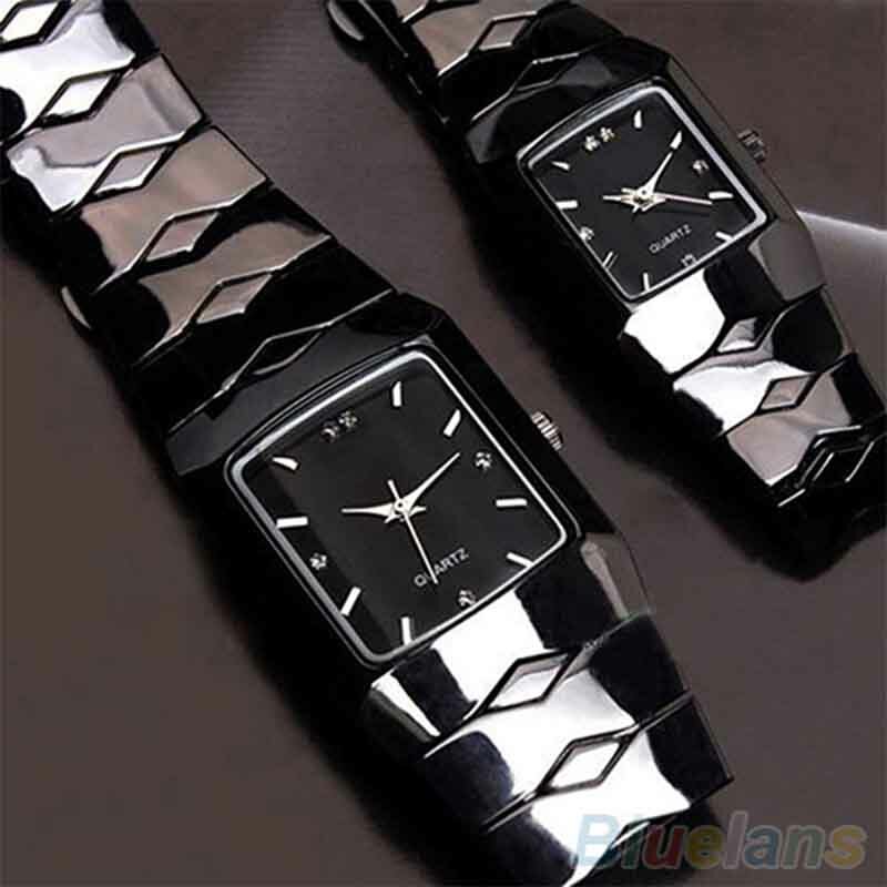 男性と女性のためのステンレス鋼の時計,黒いクォーツ腕時計,クラシック,高級,新しいデザイン,5d7d,6uft