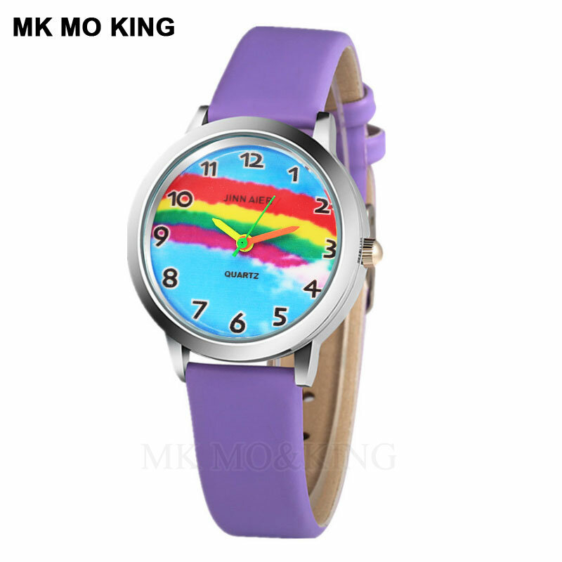 虹漫画かわいいピンクスカイブルー赤子供のボーイズガールズキッズデジタルクォーツ腕時計時計ギフトブレスレットレロジオ