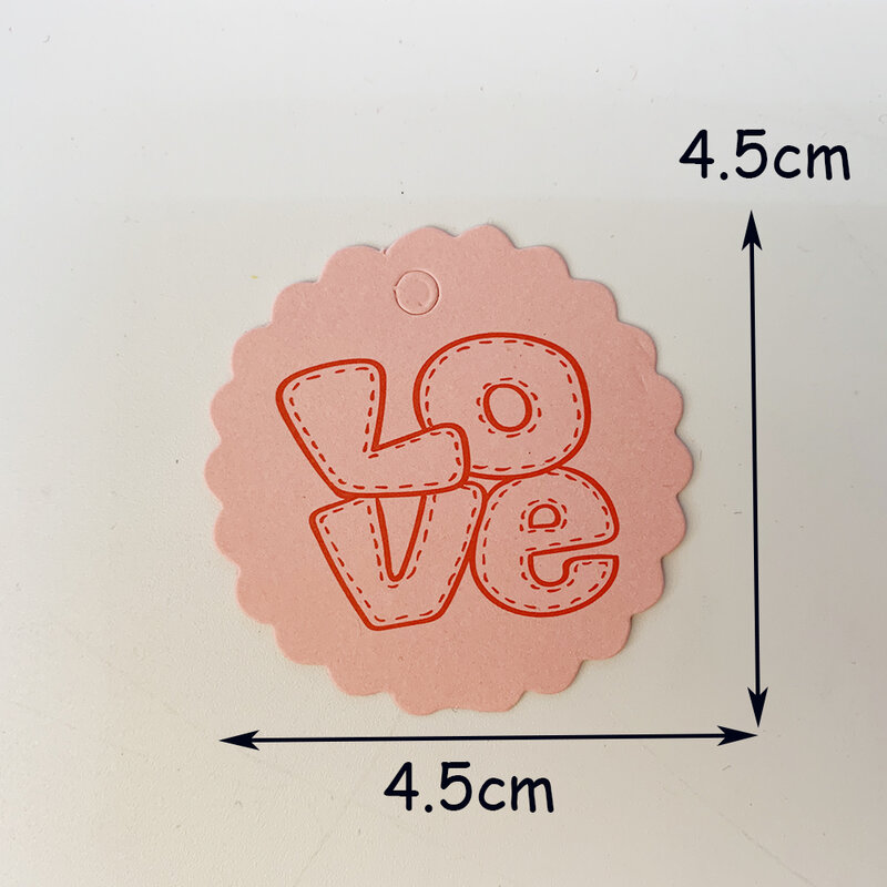 Etiqueta de regalo con diseño de corazón, embalaje de tarjeta de papel Kaft para joyería, llavero, etiqueta de recuerdo de boda/galletas, etiqueta decorativa personalizada