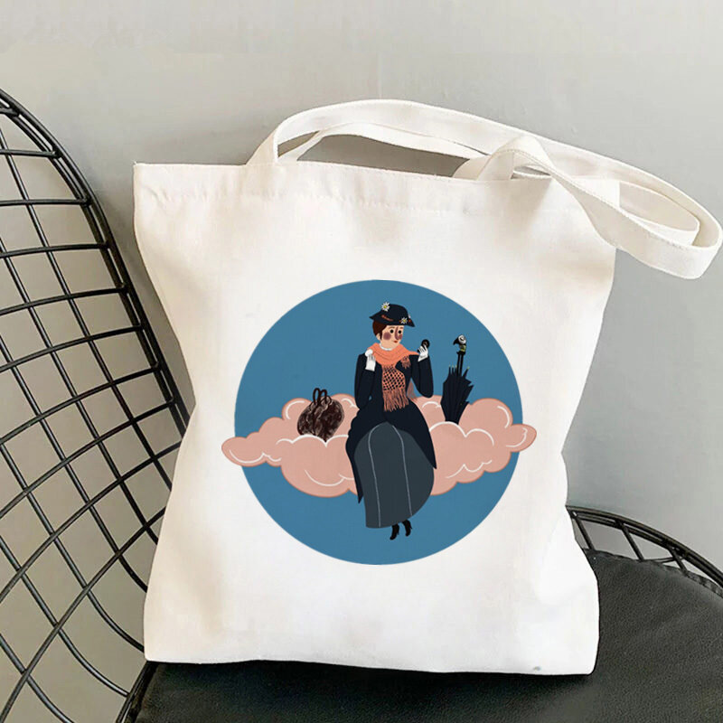 2021 Shop Thanh Lịch Mary Poppins Kawaii Túi Bông Tai Kẹp Nữ Túi Vải Shop Cô Gái Đeo Túi Tote Đeo Vai Túi Xách Nữ