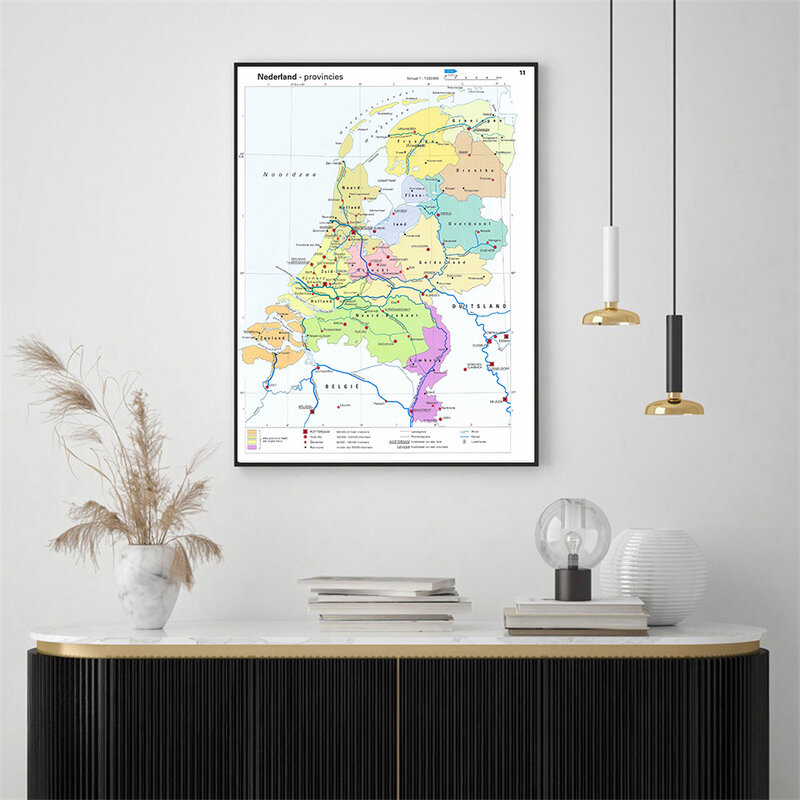 42*59cm In Dutch Netherlands Provinces Map Small Size Wall Art Poster Canvas Painting School Supplies Living Room Home Decor
