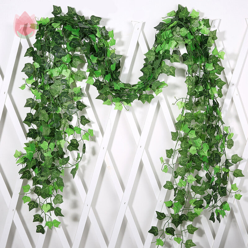 lierre artificiel plante artificielle Guirlande de feuilles de vigne verte en soie, 230Cm, 1 pièce, plantes artificielles suspendues, bricolage pour la maison, fête de mariage, salle de bain, décoration de jardin