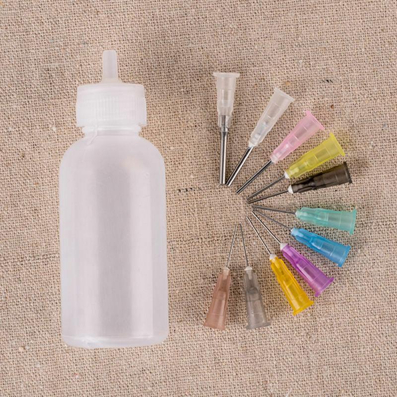 12 Buah/Set Kit Jarum Pengeluaran Botol Pencet Cair Plastik Tetes Ujung Jarum Tumpul untuk Aplikator Lem Las Isi Ulang