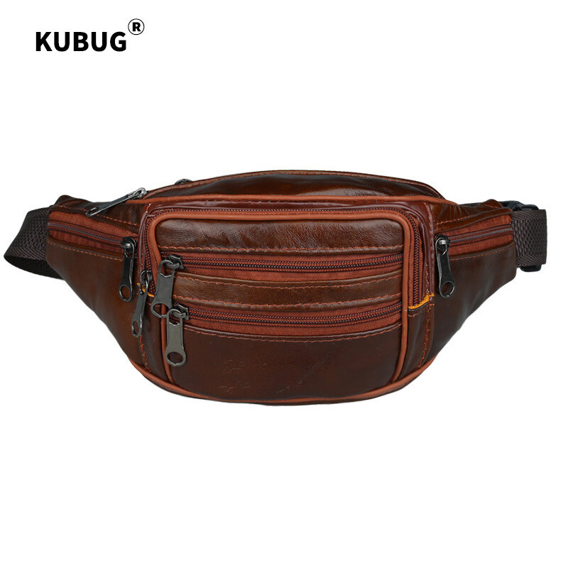 KUBUG – sac à main en cuir de vache pour hommes, sacoche de course à pied, grande capacité, pour le sport, à bandoulière