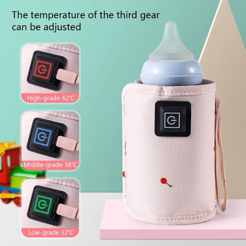 Usb portátil bebê garrafa mais quente saco de viagem leite mais quente infantil alimentação garrafa quente capa d08c