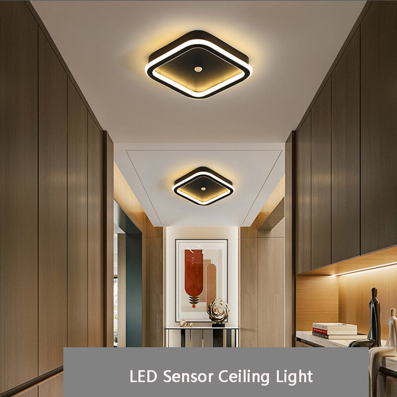 Lámpara de techo LED de inducción de cuerpo humano para pasillo, Interior, Sensor de movimiento PIR redondo, 9W, 14W, 16W, para sala de estar, porche, 220V