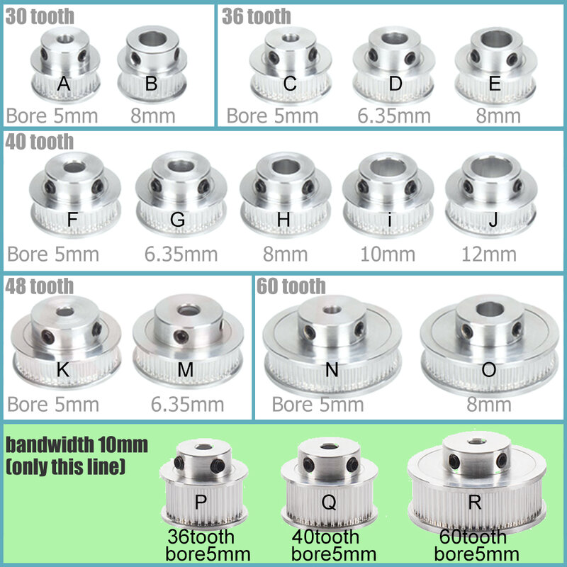 Polea de aluminio de sincronización para impresora 3D, 60 dientes, 40 dientes, 30 dientes, 36 dientes, diámetro de 5mm/8mm, apta para GT2-6mm, correa de distribución abierta