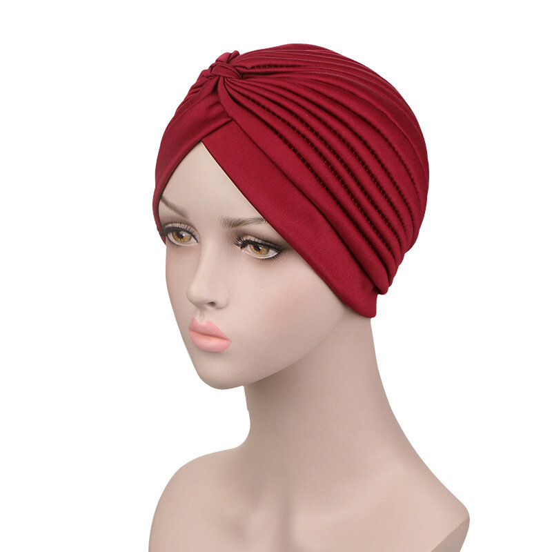 YOHITOP-قبعة هندية بسيطة للنساء المسلمات ، وشاح أنيق مع كشكش ، عمامة علاج كيماوي ، توصيل مجاني