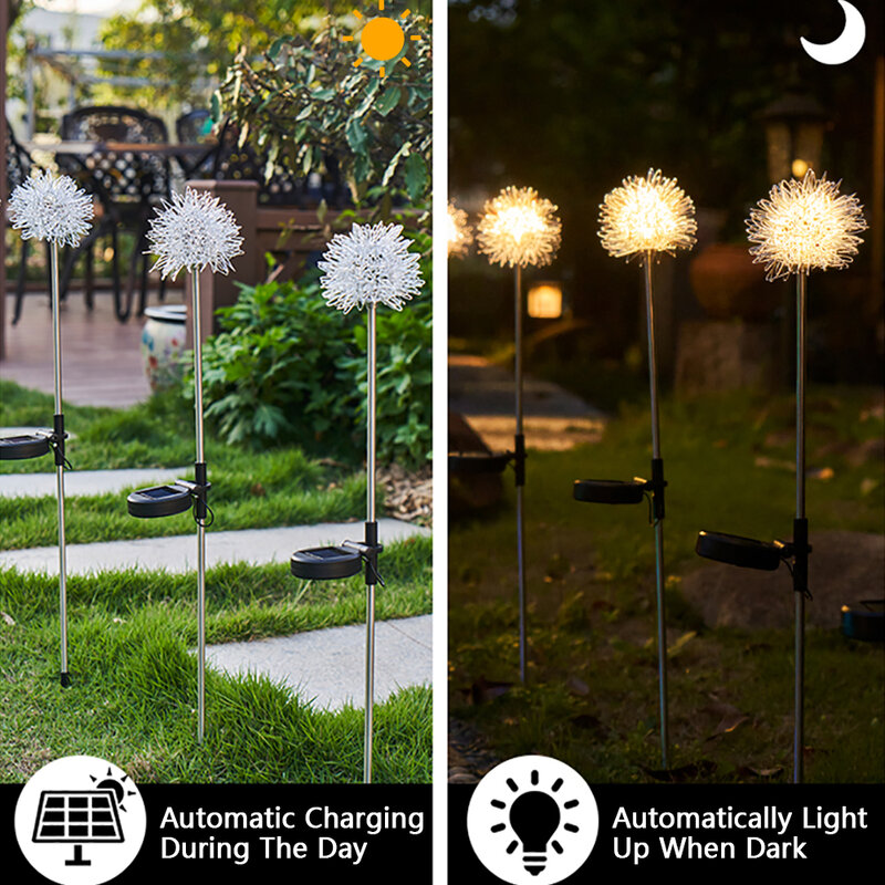 Светодиодный уличный светильник на солнечной батарее, Декоративная гирлянда с одуванчиком для сада, водонепроницаесветильник лампа для дв...
