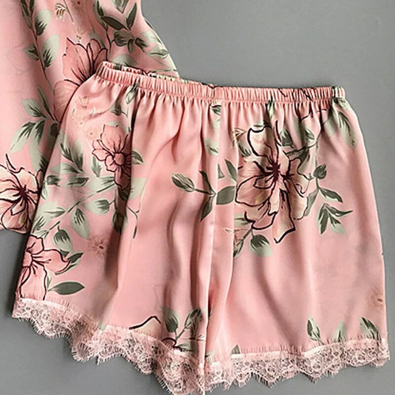 Hirigin Women Girl Summer Pajama Sets Shorts Babydoll Sleepwear Lingerie Silk Satin Nightwear Sleepwear Set