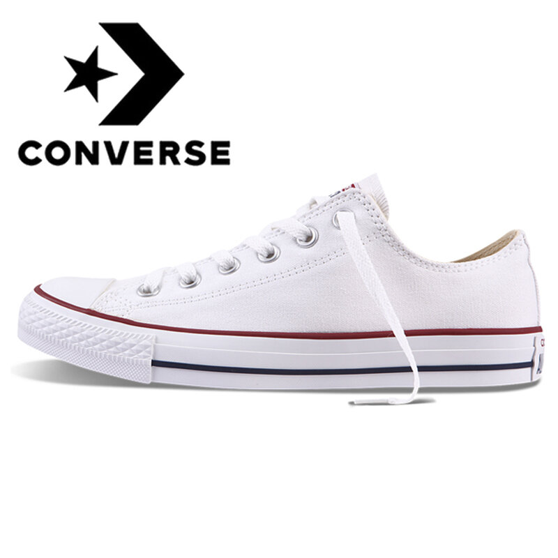 Original autêntico converse all star clássico unissex skateboarding sapatos baixo-topo rendas-up durável calçados de lona branco 101000