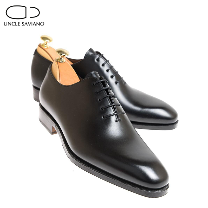 Uncle Saviano-zapatos de vestir Oxford para hombre, calzado de negocios a la moda, hecho a mano, para boda, diseñador Formal de cuero genuino, los mejores