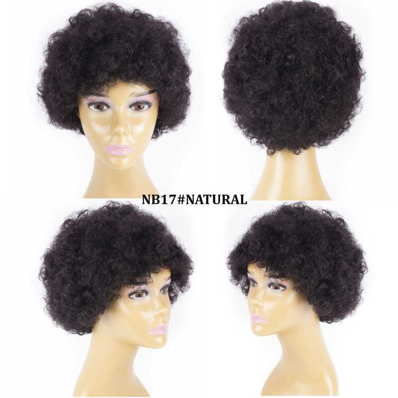 Curto Afro Kinky Curly Peruca para Mulheres Negras, 100% Perucas de Cabelo Humano, Festa Natural Dance Cosplay, Barato