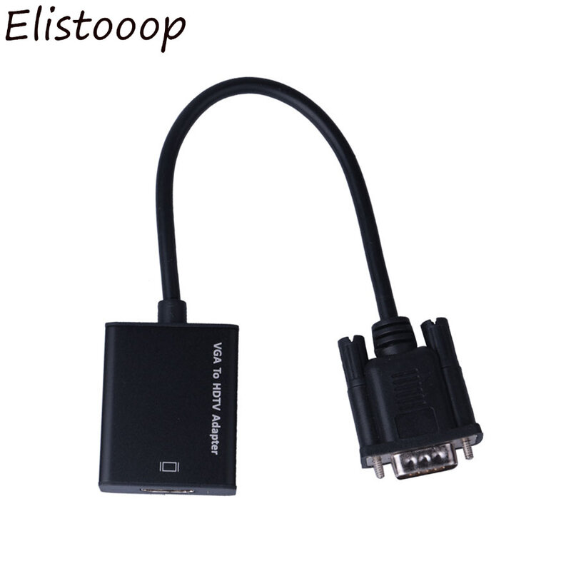1080P VGA Male to HDMI Female Converter Adapter Cable for Laptop Destop to TV Projector Monitor with Audio USB Cable