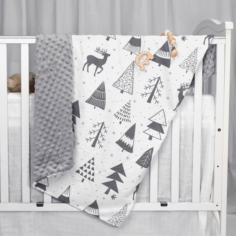 Baby Deken Warm Pasgeboren Inbakeren Wrap Winter Herfst Peuter Gestippelde Quilt Cartoon Gedrukt Dutje Deken Beddengoed Kraamcadeau