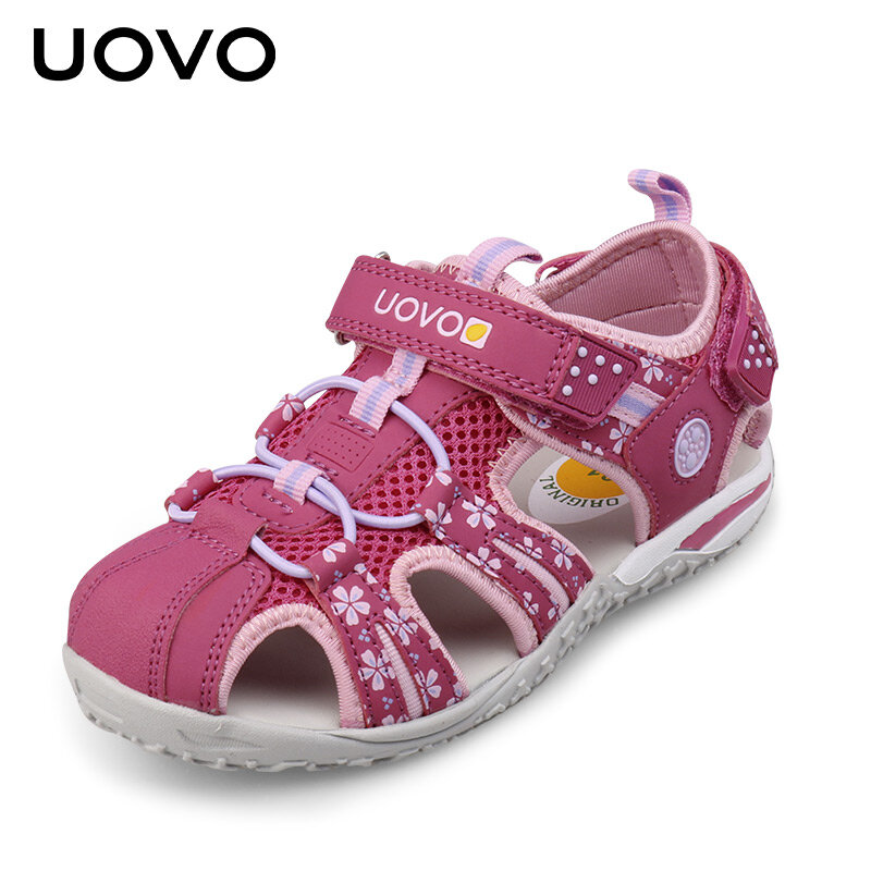 UOVO-zapatos de moda para niños y niñas, calzado con recortes de velcro, sandalias de playa de verano, talla 26-36, 2024