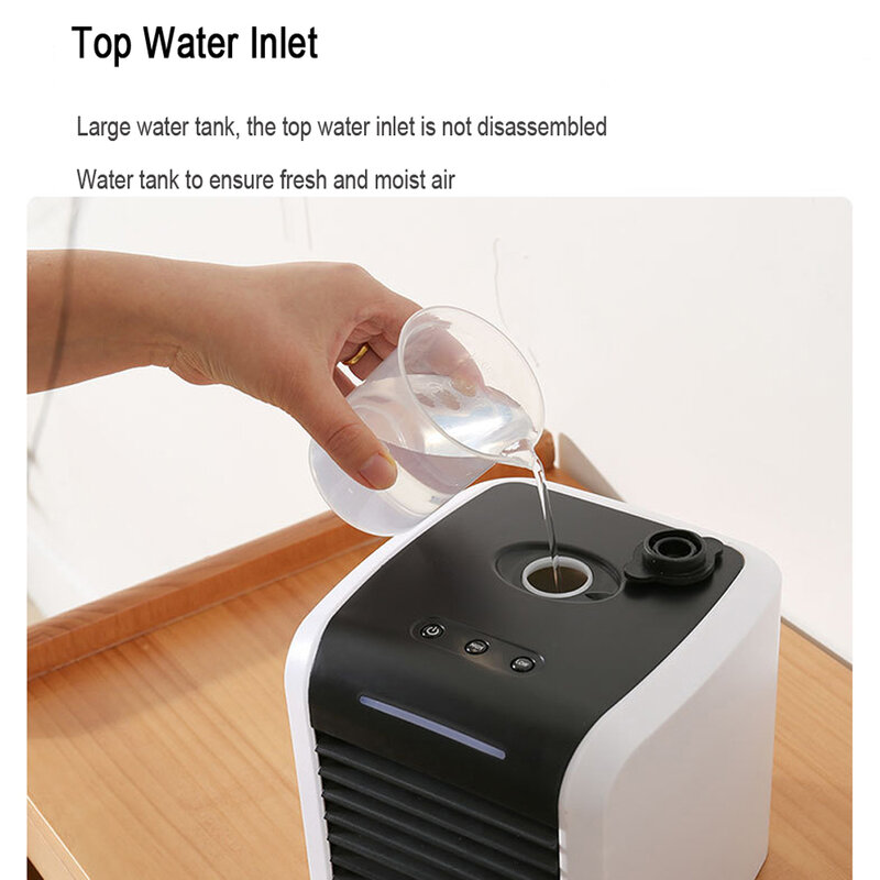 Nowy Mini klimatyzator domowy przenośna chłodnica powietrza przestrzeń osobista wentylator biurowy wentylator domowy szybka i wygodna metoda na biurko, z wejściem USB