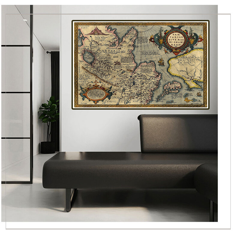Mapa mundi vintage, pintura em tecido não-tecido, arte retrô para parede, pôster decorativo, cartão para sala de estar, decoração de casa, 225x150 cm