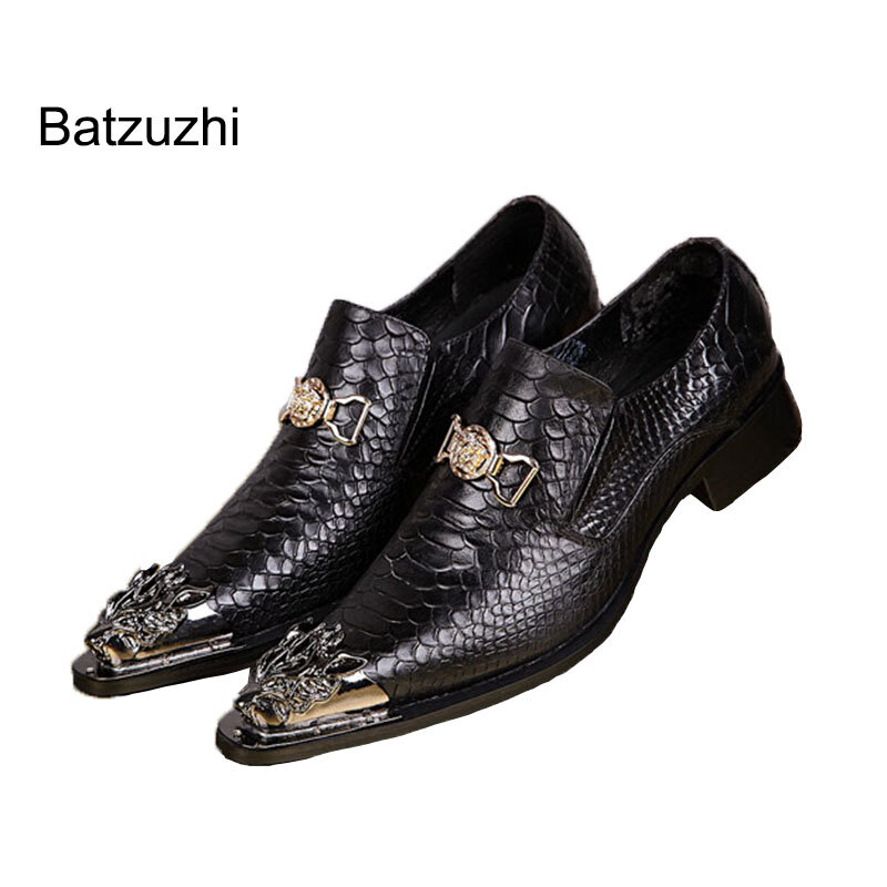 Batzuzhi moda mężczyzna sukienka buty skórzane buty człowiek buty designerskie prawdziwej skóry biznesu! Duży rozmiar EU38-46! 3 kolory!