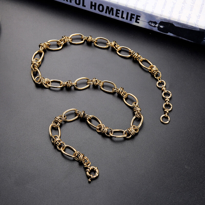 Kissme – colliers Vintage faits à la main pour femmes, chaînes de chandail ras du cou de couleur or, fer et cuivre Antique, nouveaux bijoux à la mode 2021