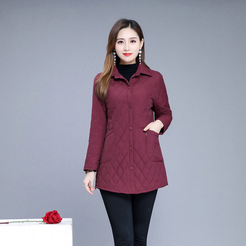 thin quilted jacket autumn winter Warm Long-sleeved Jacket Parkas new middle age women cotton-padded tops mother Cotton coat