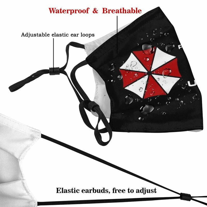 Umbrella Corporation Gezichtsmasker Eigendom Mascarilla Wasbaar Onderscheidend Trendy Met PM2.5 Filters
