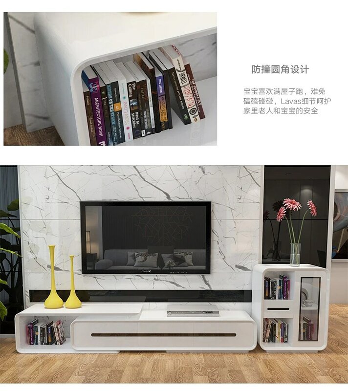 minimalist designer wooden panel TV Stand modern Living Room tv monitor stand mueble tv cabinet + coffee cetro table + cabinet