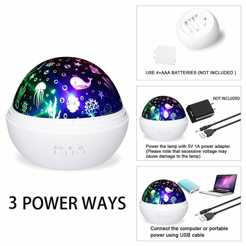 Kids Night Light 360° Rotating Starry Night Light Projector for Baby, Ocean Wave Projector for Kids Bedroom Decoration