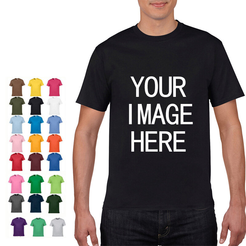 남성용 O넥 티셔츠 상의, 맞춤형 프린트, 나만의 디자인, 프린트 유니섹스 티셔츠, 면 반팔, 단색, 로고 가격 없음