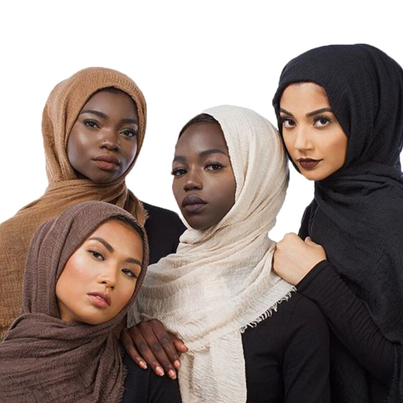 Harga Grosir 70*180Cm Syal Jilbab Kerut Muslim Wanita Syal Jilbab Katun Lembut Muslim Syal dan Pembungkus Jilbab Islam