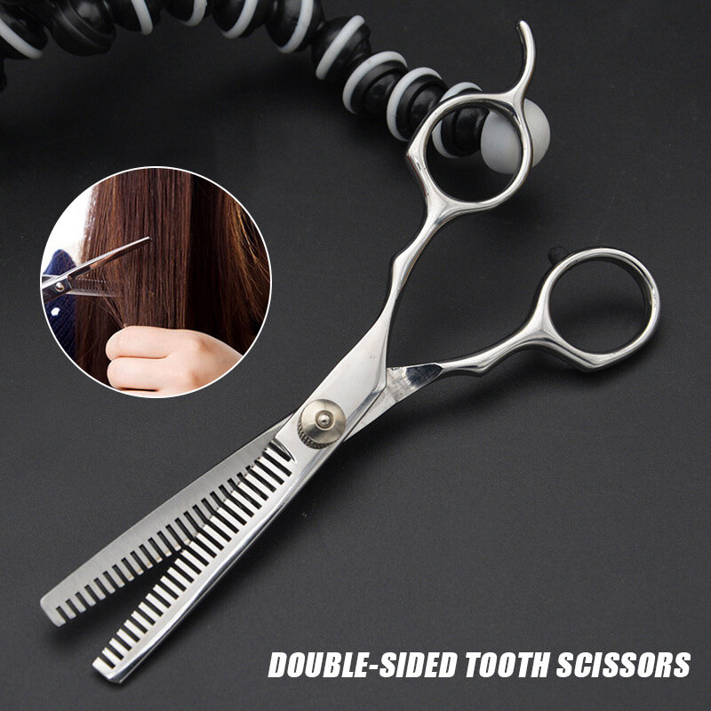 4 szt. 6-calowe nożyczki do przerzedzania strzyżenia nożyczki fryzjerskie z podwójną krawędzią fryzjerzy profesjonalne ścinanie włosów przerzedzenie urządzenie do stylizacji