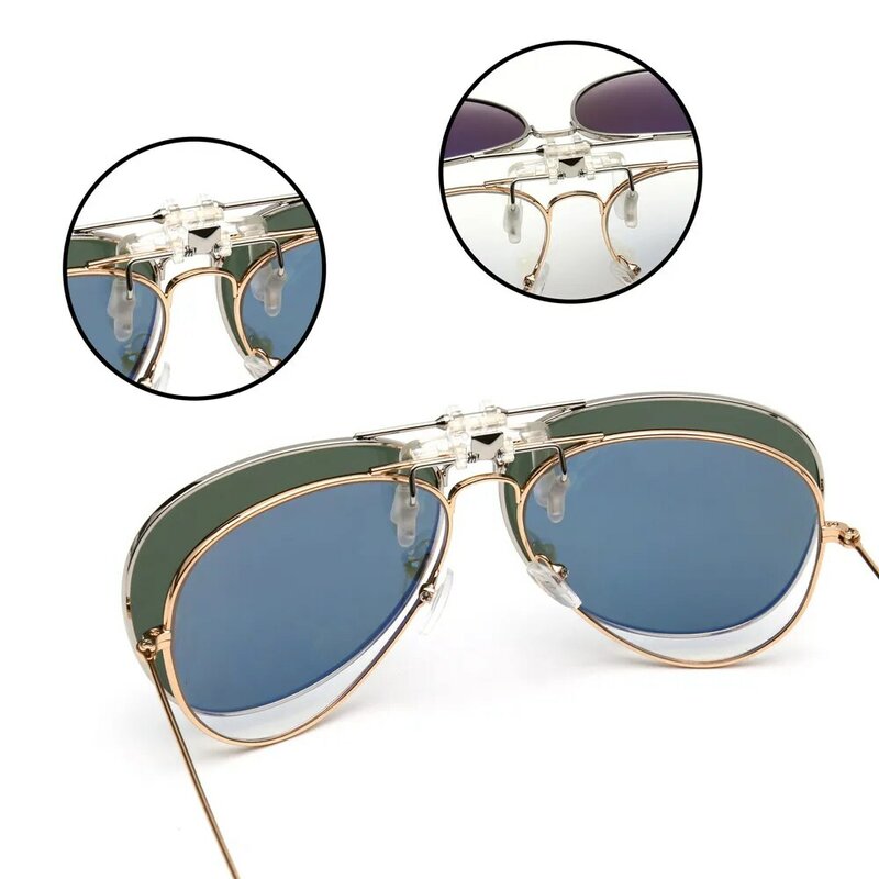 Round Polarized Clip On Sunglasses Fashion Pilot Women Men Filp up Sunglasses UV400