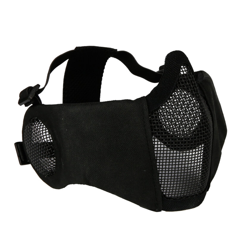 Składana półmaska Airsoft maska siatki z ochrona słuchu, taktyczna wojskowa dolna maska ochronna nos usta Protector