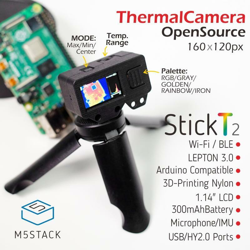 مجموعة تطوير الكاميرا الحرارية m5stick الرسمية M5StickT2 ESP32 (Lepton 3.0)